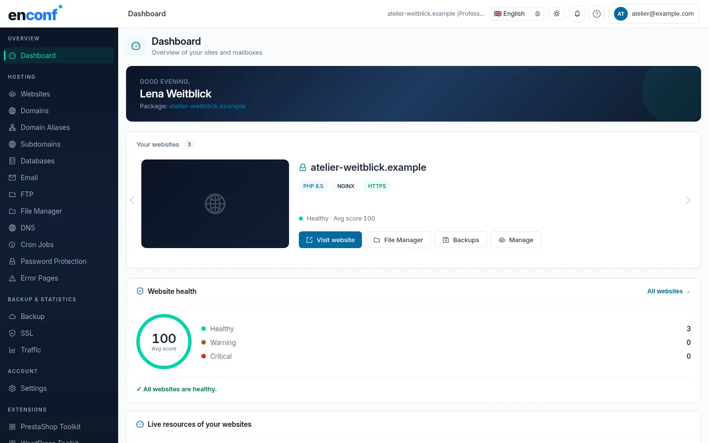 enconf — Customer Dashboard