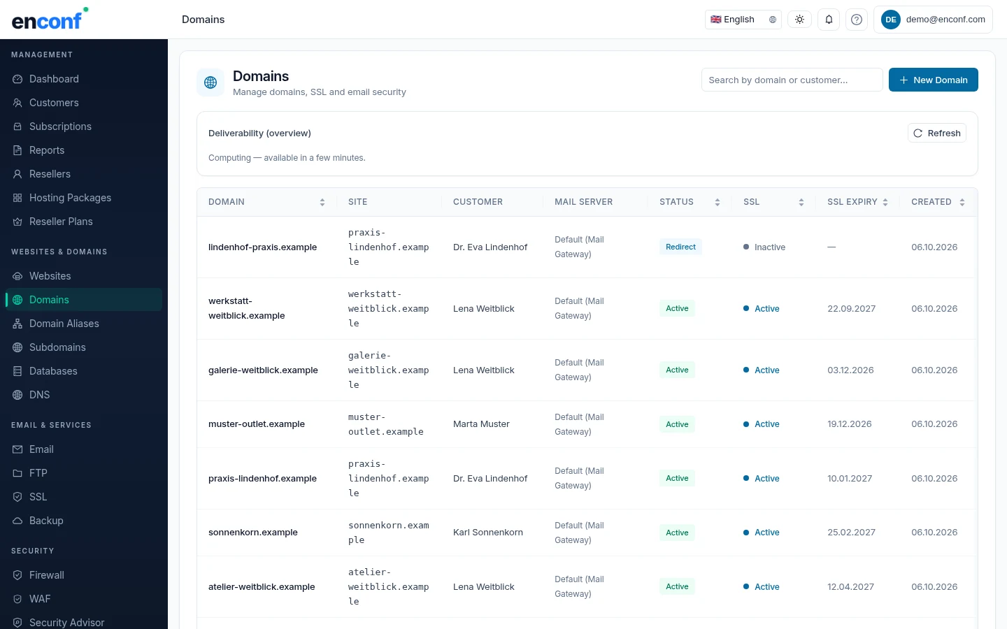 enconf — Domains