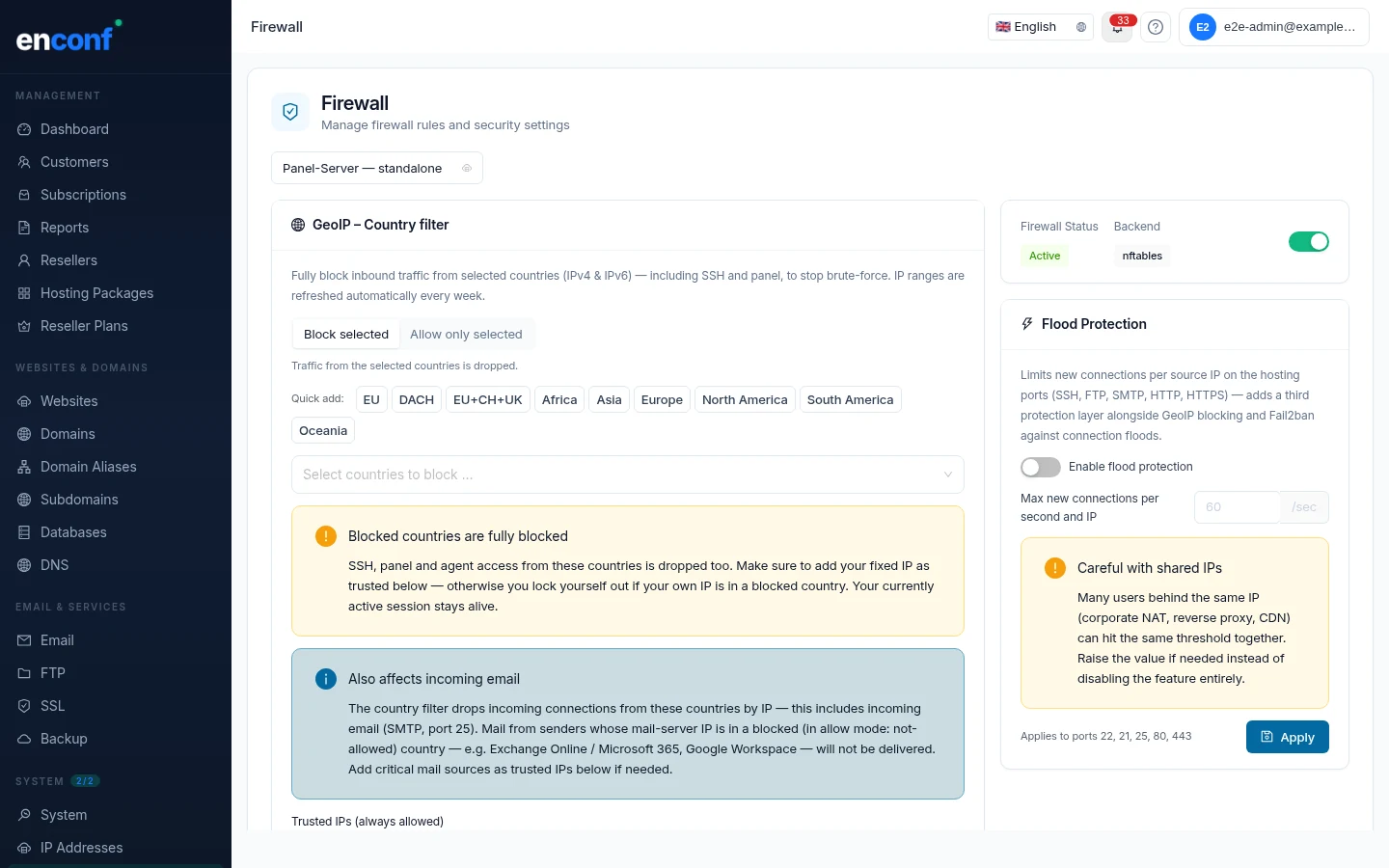 enconf — Firewall