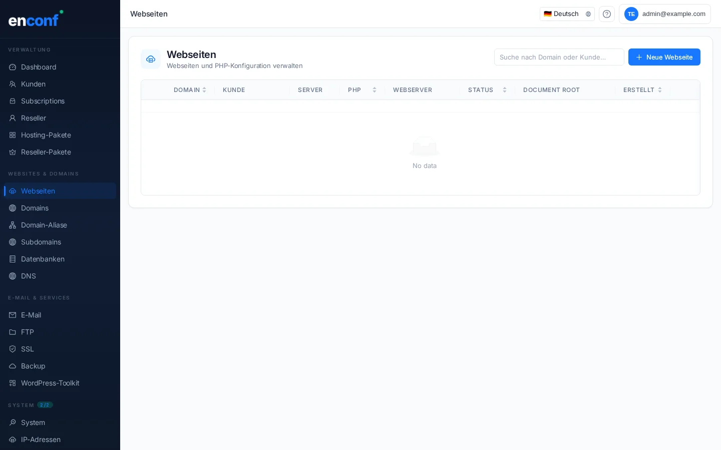 Webseiten-Verwaltung